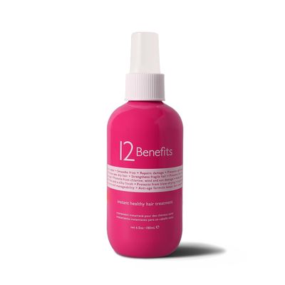 12 Benefits Instant Healthy Hair Treatment - Leave In Conditioner Spray with Quaternium 39 and Silk Fibre Protein - Smooths Frizz, Strengthens &amp; Repairs Damaged Hair - (6 Fl Oz), Packaging May Vary