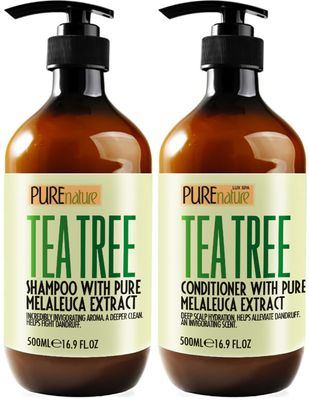 Tea Tree Oil Shampoo and Conditioner Set - Sulfate and Paraben Free Treatment for Oily Hair and to Help Reduce Your Itchy and Dry Scalp - Healthy Anti Dandruff Formula for Men and Women
