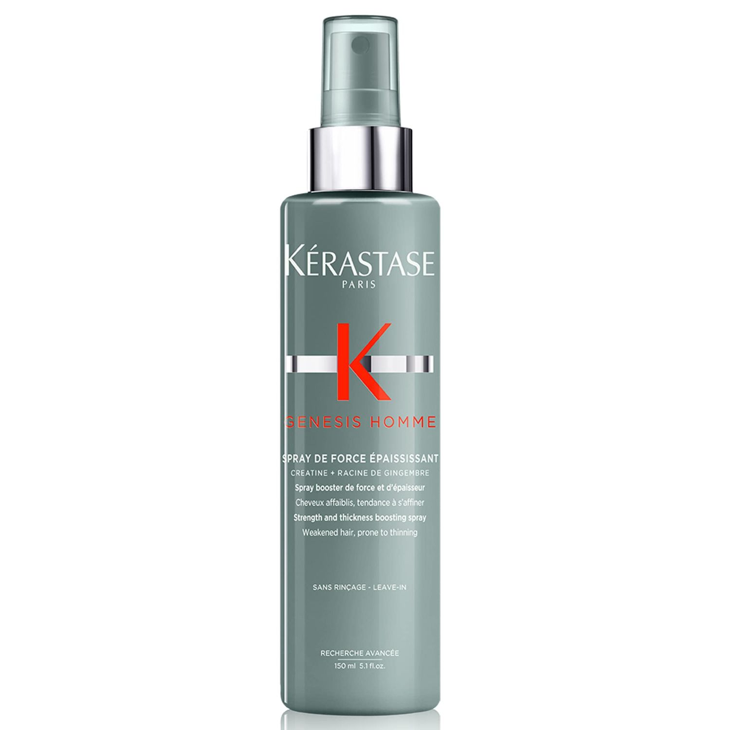 KRASTASE Men&#39;s Genesis Homme Spray De force Thickening Hair Spray, Thickening, Strenghtening &amp; Volumizing for Weakened Hair, 5.1 Fl Oz