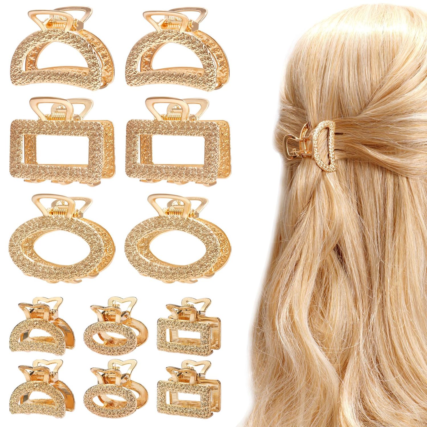 XAJABJW 12 Pack Metals Mini Hair Clips for Women Mom Wife Daughter Girls Girlfriends,Medium Hair Claw Clips for Long Hair,Small Cute Gifts for Female with Thick Hair or Thin Hair