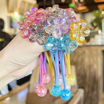 12PCS Ball Charm Hair Ties for Little Girls, Colored Camellia Bead Rubber Band Bubble Hair Ties with Balls No Damage Ponytail Holders for Toddler Girls (Pink, Purple, Blue, Rose Red, Grey,Yellow)