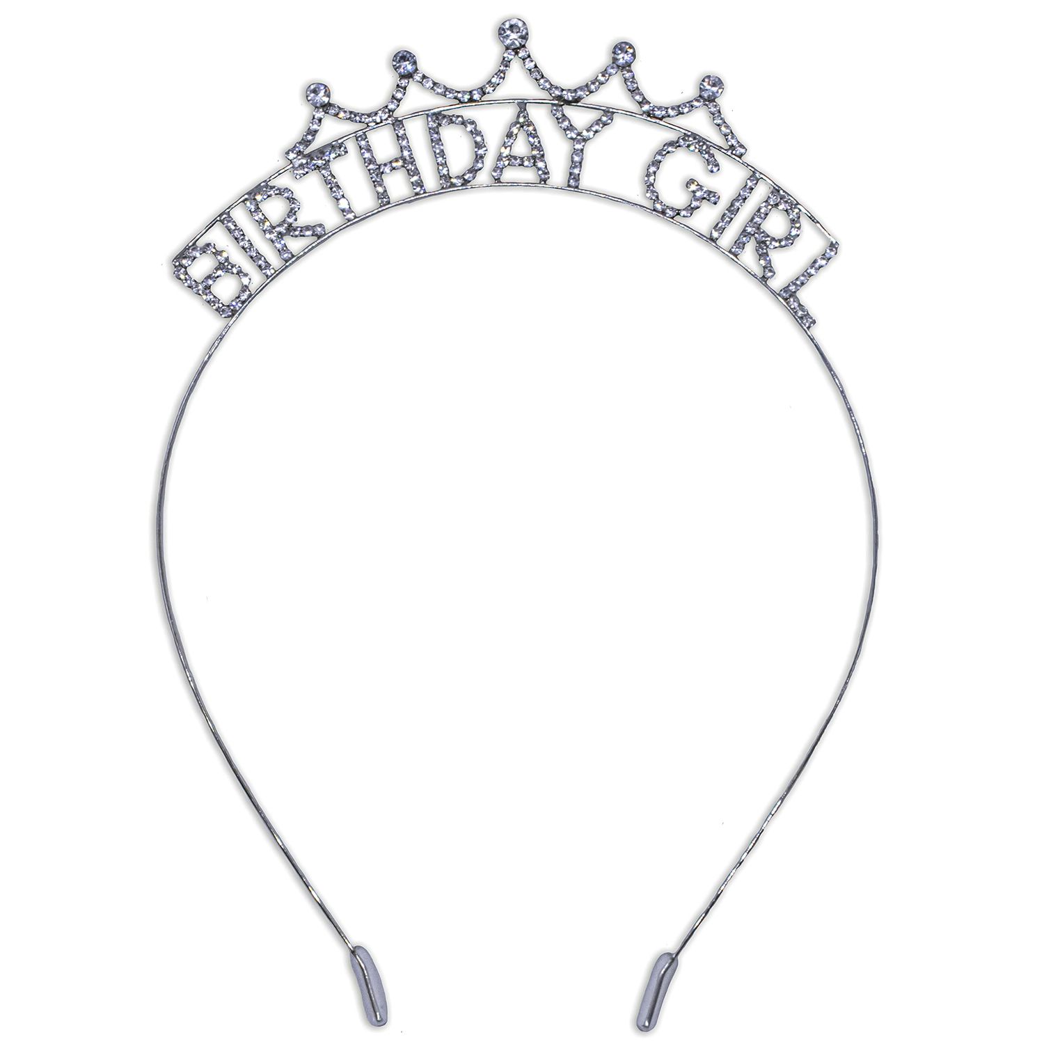 FROG SAC Birthday Girl Crown Headband for Girls, Rhinestone Princess Tiara for Kids, Tiaras for Women, Crown Hair Accessories for Children, Teen Girl Headbands (Silver-Birthday Girl)