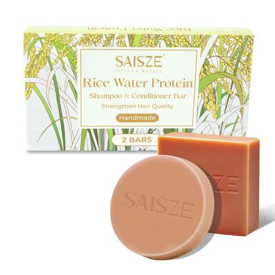 SAISZE Rice Water Shampoo Bar and Conditioner Set for Hair Soft and Strengthening, 2 Bars