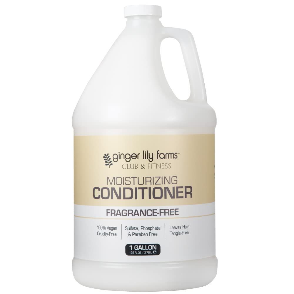 Ginger Lily Farms Club &amp; Fitness Moisturizing Conditioner for Dry Hair, 100% Vegan &amp; Cruelty-Free, Fragrance Free, 1 Gallon (128 fl oz) Refill