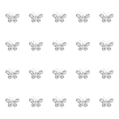 YISSION 20Pcs Mini Rhinestone Butterfly Hair Clips Cute Silver Hair Pins Small Decorative Hair Clips Wedding Hair Barrettes Bridal Hair Accessories for Girls Women