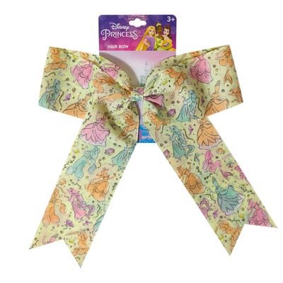 LUV HER Disney Princesses Hair Bows For Girls - One Large Printed Hair Bow Featuring your Disney Favorite Characters - Alligator Clip - Large Bows for Daily Styling or Special Occasions, Ages 3+