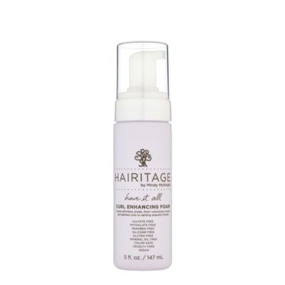 Hairitage Curl Enhancing Foam Mousse with Quinoa + Rice Protein for Frizz Control + Moisture - Lightweight Formula - Leaves Hair Full + Bouncy - Set Hairstyles + Curls, 5 oz