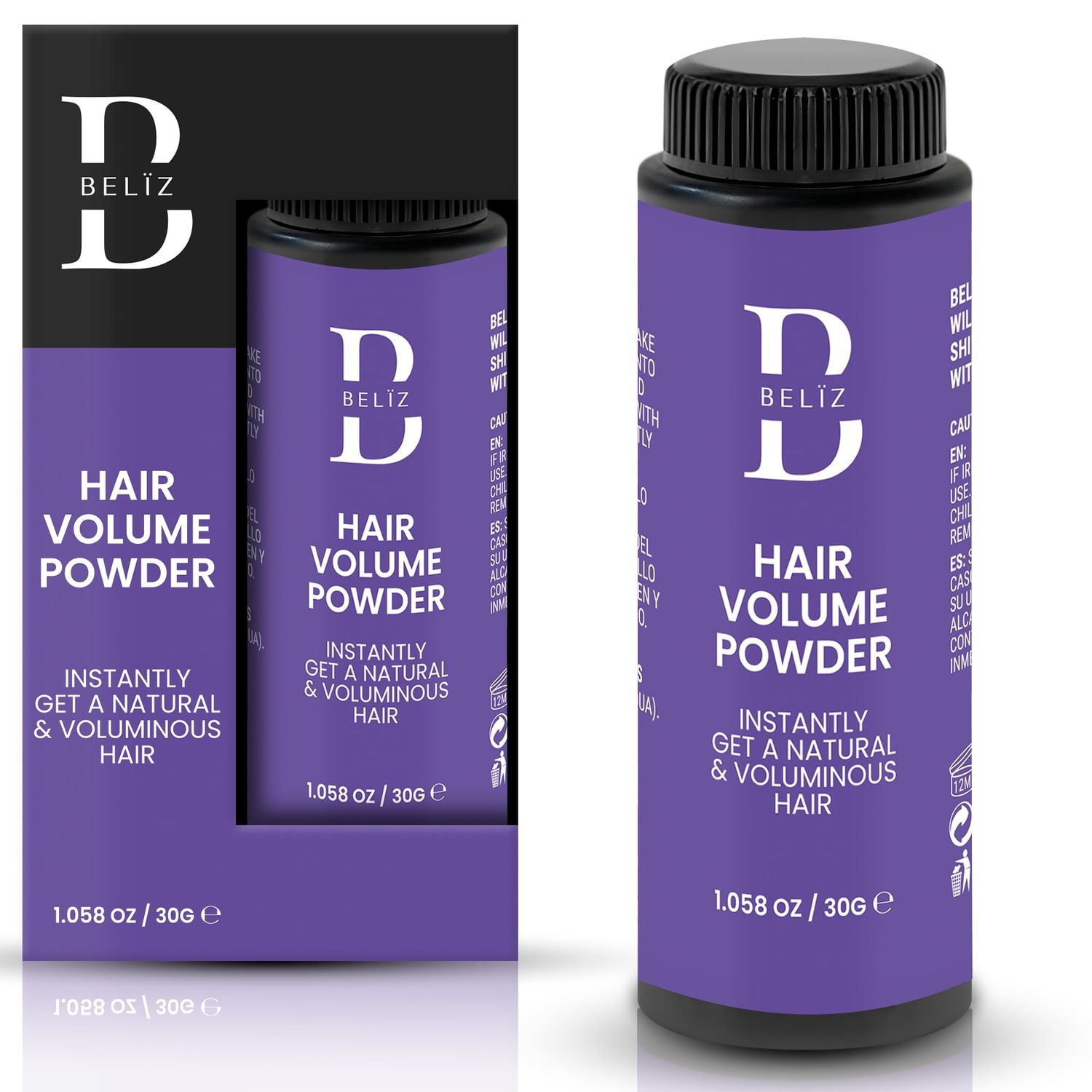 B BELZ Styling Hair Powder - Volumizing &amp; Texturizing - Styling Dust for Men &amp; Women -Texture Powder - No Grease - Natural Matte Finish - Perfect for Fine - Thinning Hair - Vegan 1,06Oz/30gr
