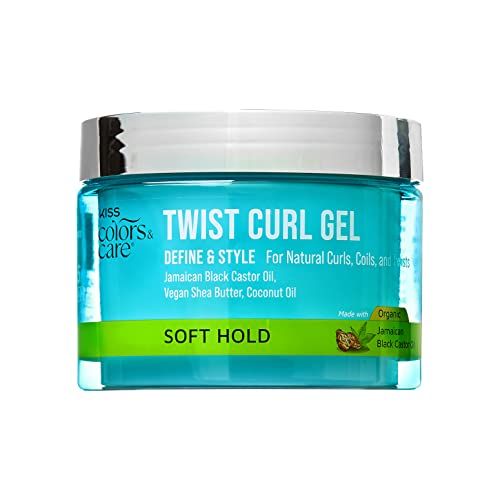 KISS COLORS &amp; CARE Twist Curl Gel, 6 oz. - Flexible Hold, Perfect For Twists, Moisturizing &amp; Promotes Hair Growth, No Buildup - Lightweight, Organic Jamaican Black Castor Oil