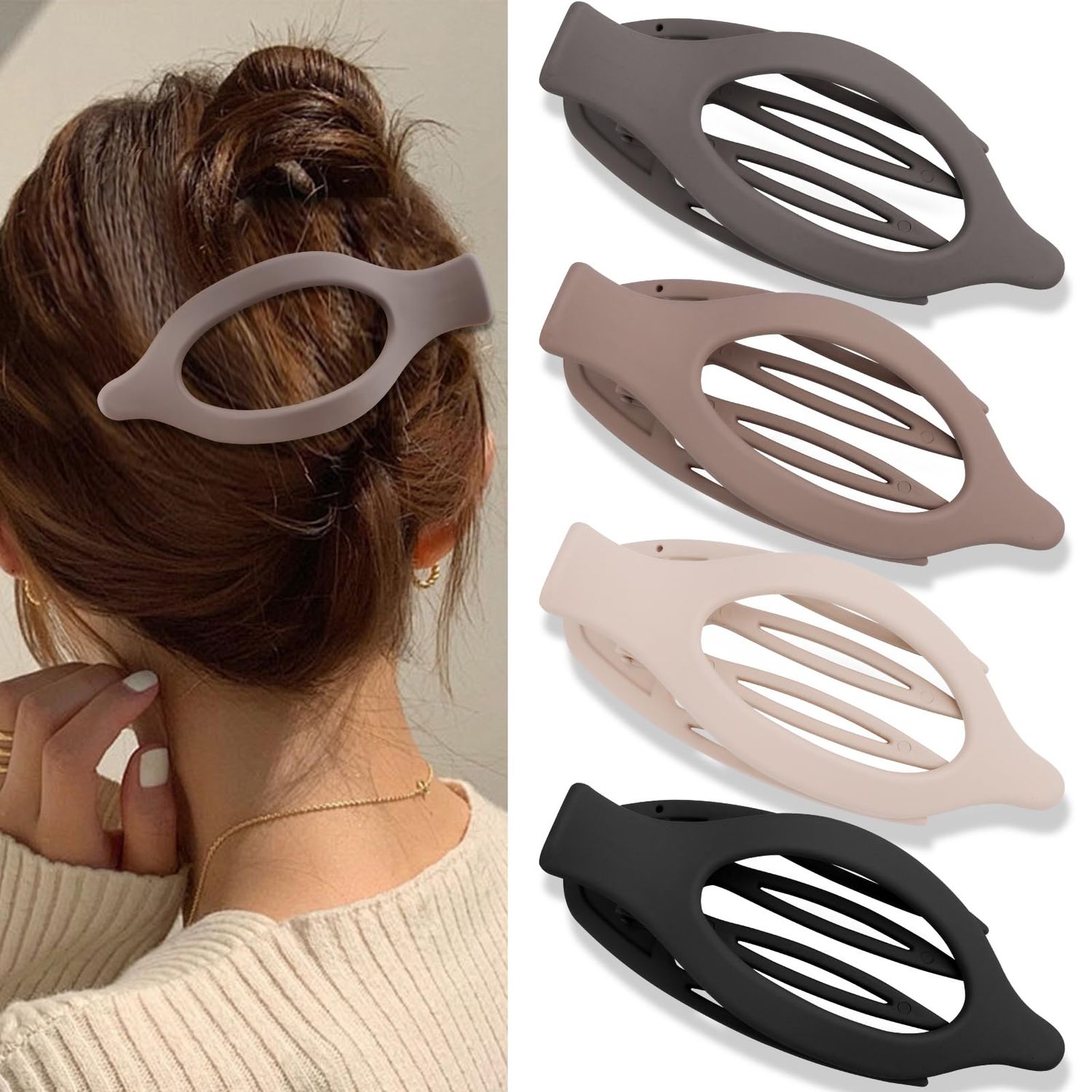 Canitor 4 PCS Hair Clips for Women - Flat Claw Clips for Thick Thin Hair, Matte French Alligator Clips for Girls