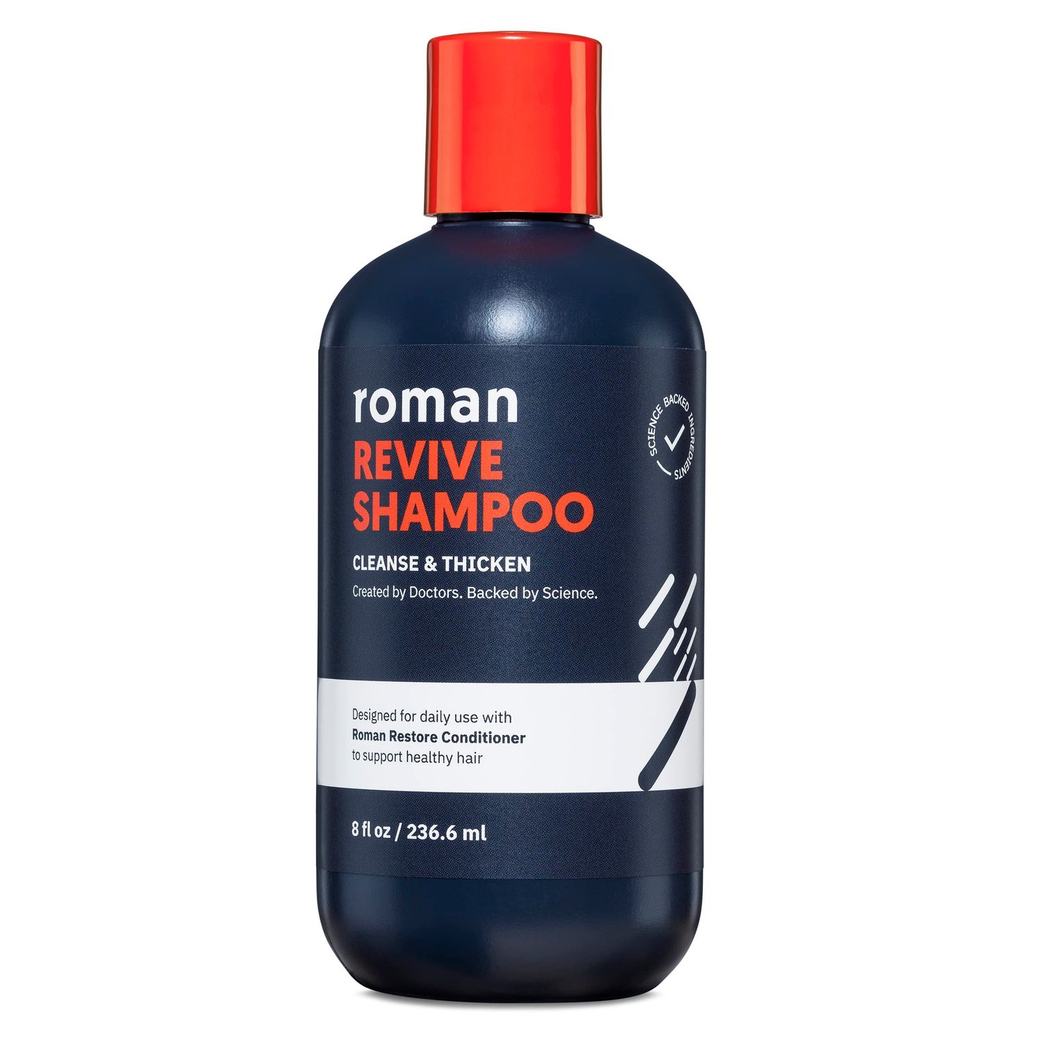 ROMAN Men&#39;s Revive Shampoo, Exfoliates &amp; Clarifies with Peppermint, Cleanses for Thicker-Looking Hair, With Saw Palmetto, Pumpkin Seed Oil, Caffeine, Without Sulfates, Parabens, Phthalates, 8 fl oz