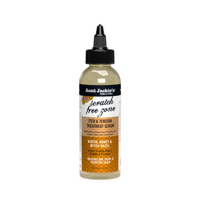 Aunt Jackie&#39;s Braid + Twist Collection Scratch Free Zone Itch &amp; Tension Treatment Serum - Relieve Dry, Itchy Scalp with Witch Hazel, Biotin, and Honey - 4 fl oz