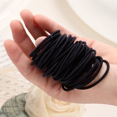 Emrlyr Hair Tie, 200 Count - Black, 3mm Thick Elastic Hair Ties for Women Girls, Men - No Damage, Perfect for Fine, Curly Hair and Sensitive Scalps