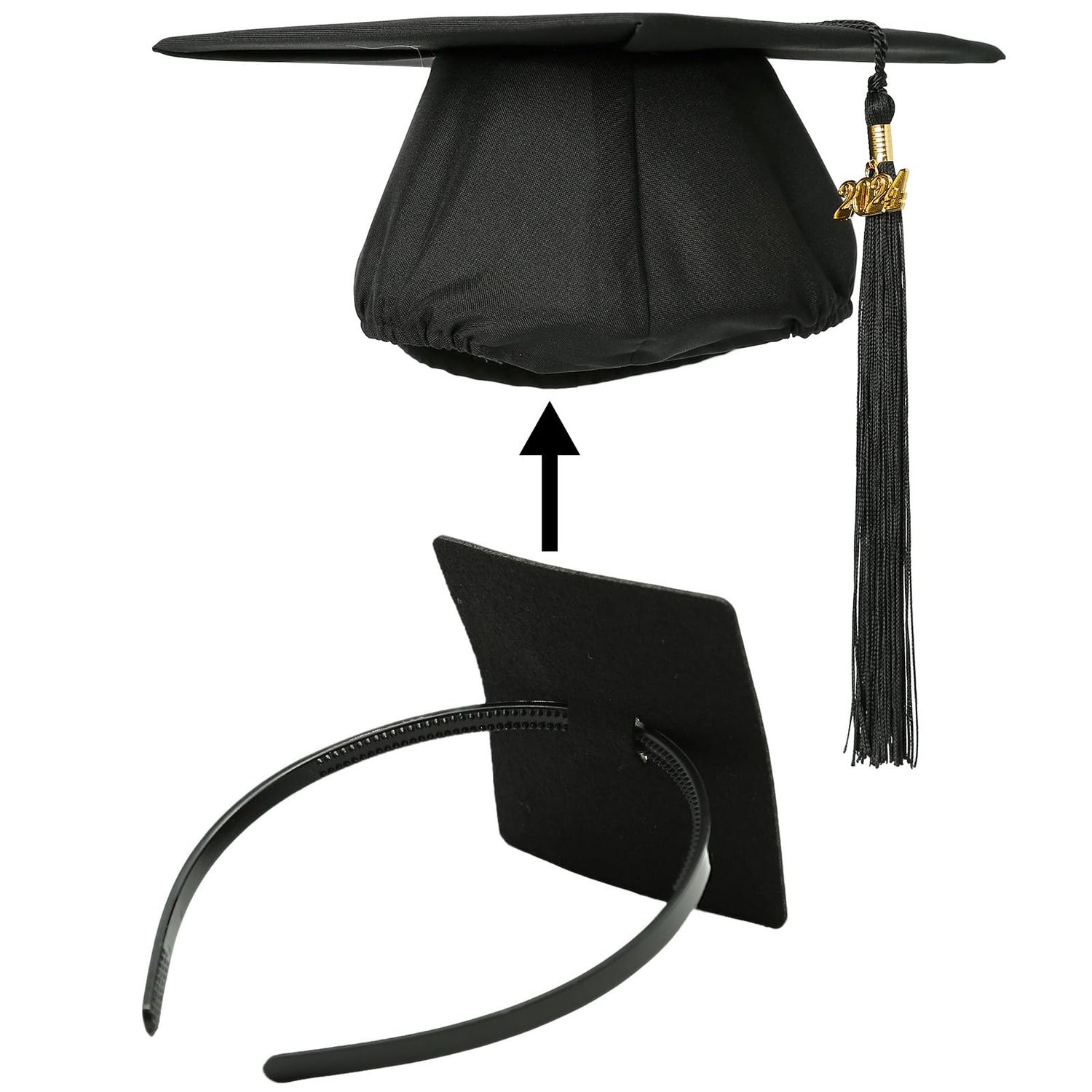 GIURKUU Graduation Cap Headband, Firm Anti-fall HairBand for Graduation Cap, Hat Accessories for Graduates, Students, Women (Graduation Cap Not Included)