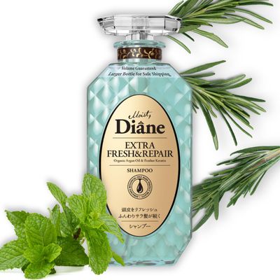 Moist Diane Perfect Beauty Extra Fresh &amp; Hydrate Natural Hair Shampoo with Pump for Men &amp; Women, Organic Keratin Hydrating &amp; Moisturizing Japanese Haircare Products for Dry, Damaged Hair 15.2 fl oz