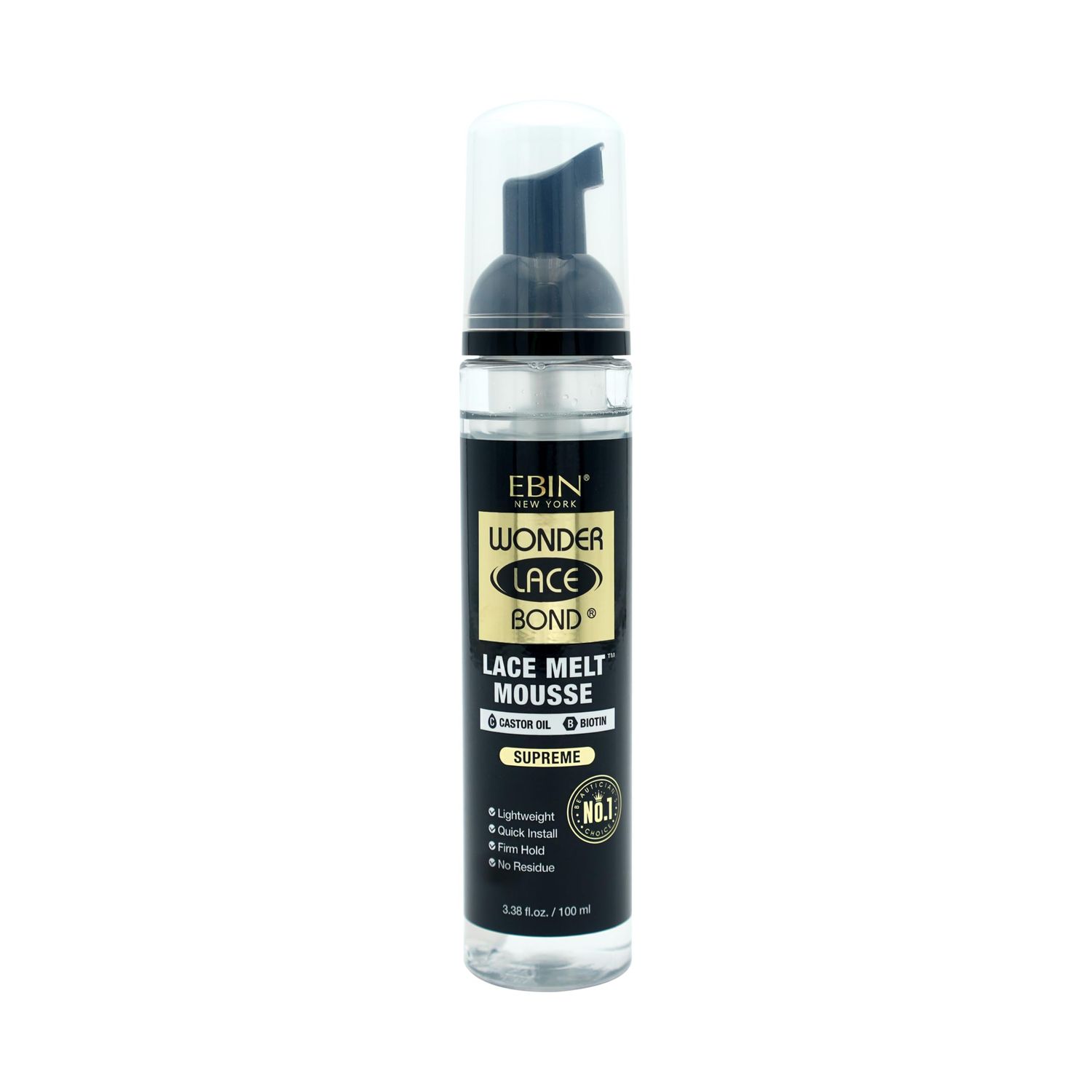 EBIN NEW YORK Wonder Lace Bond Melt Mousse 3.38oz/100ml- Extreme Firm Hold (Supreme) | Biotin + Castor Oil | No Residue, Long Lasting Formula with Protecting Edges, Gives Undetectable and Natural Look