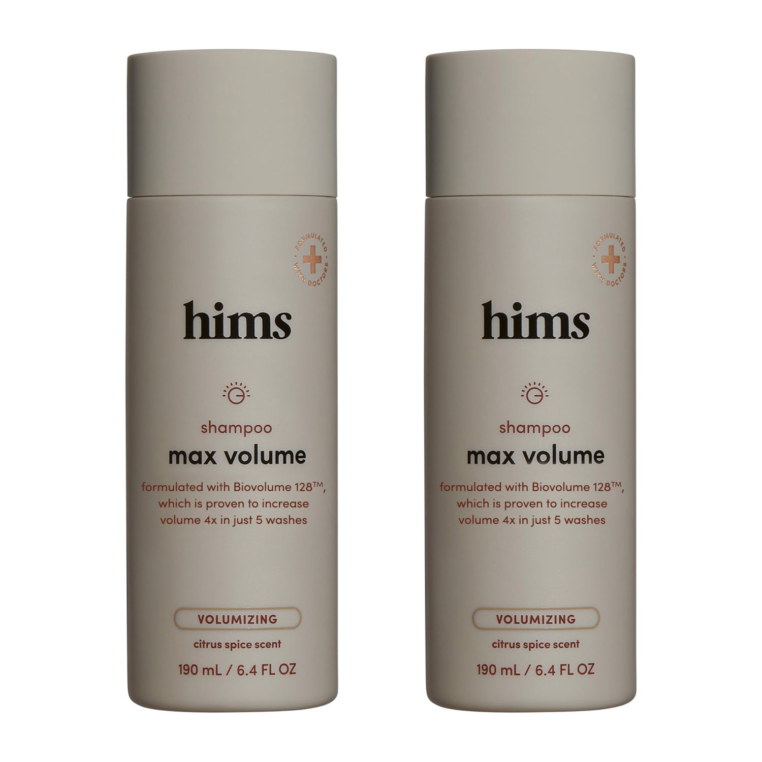hims Max Volume Shampoo, 2 Pack - Volumizing Natural Shampoo for Men with Biotin - Adds Volume, Shine &amp; Bounce - Citrus Spice - 2 x 6.4 fl oz