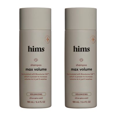 hims Max Volume Shampoo, 2 Pack - Volumizing Natural Shampoo for Men with Biotin - Adds Volume, Shine &amp; Bounce - Citrus Spice - 2 x 6.4 fl oz