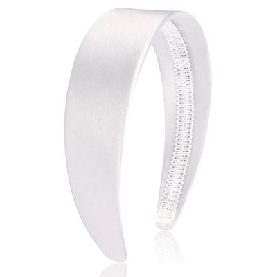 AHONEY White Headband for Women Girls Satin Silk Headband Non Slip 1.57&quot; Wide Plain Head Band Solid Hair Band DIY Halloween Holiday Fasion Hair Accessories Gifts