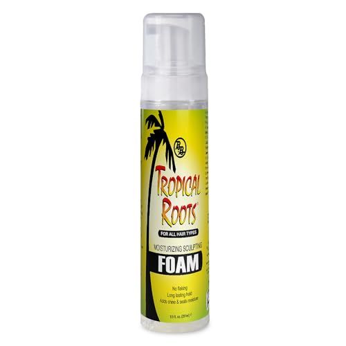 Bronner Bros Tropical Roots Moisturizing Sculpting Foam - With Vitamin E &amp; B5, Guava &amp; Pomegranate Extracts - Hydrating, Nourishing, Long-Lasting Hold &amp; Definition, No Flaking or Build-Up - 8.5oz