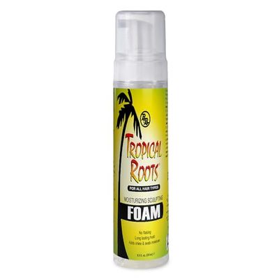 Bronner Bros Tropical Roots Moisturizing Sculpting Foam - With Vitamin E &amp; B5, Guava &amp; Pomegranate Extracts - Hydrating, Nourishing, Long-Lasting Hold &amp; Definition, No Flaking or Build-Up - 8.5oz