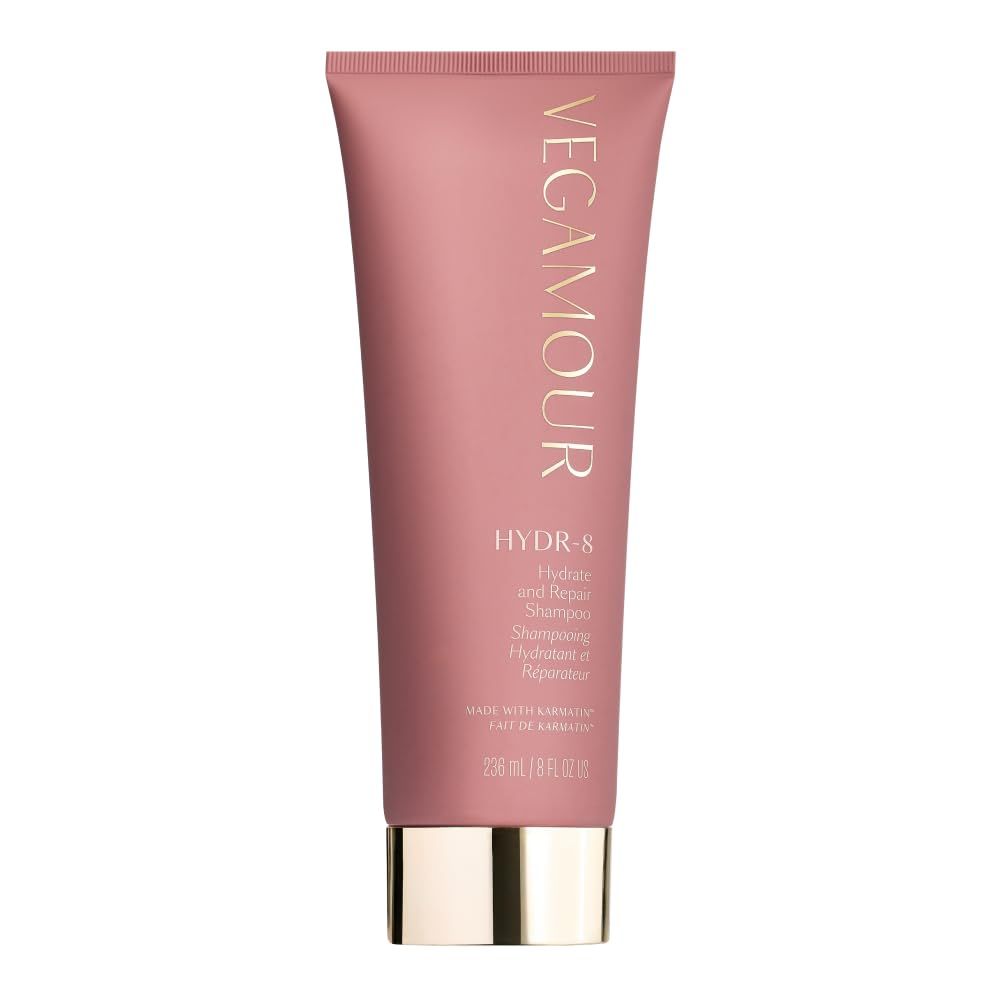 VEGAMOUR HYDR-8 Hydrate &amp; Repair Shampoo, Hydrating Shampoo for Dry, Damaged Hair Formulated Without Sulfates and with Vegan Keratin, Floral &amp; Vanilla Scent 8 fl. oz.