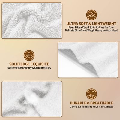 NEXCOVER Hair Towel Microfiber, 2 Pack White 9.8 inch X 25.5 inch Hair Wrap,Ultra Absorbent Hair Turbans,Fast Drying Head Towels for Women Wet Hair,Long,Curly,Thick,Frizzy Hair