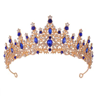 Kamirola Vintage Tiaras and Crowns for Women, Bridal Crown Princess Tiaras headbands for women, Costume Party Accessories for Brithday Halloween  (Gold &amp; Blue)