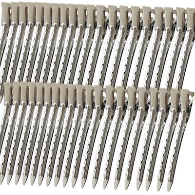 40 PCS 3.5 Inch Duck Billed Clips,Metal Alligator Curl Hair Clips with Holes for Styling, Coloring, Thick Hair Rollers, Salon Use,Alligator Clips for Women for Thick Hair &amp; Thin Hair,Silver
