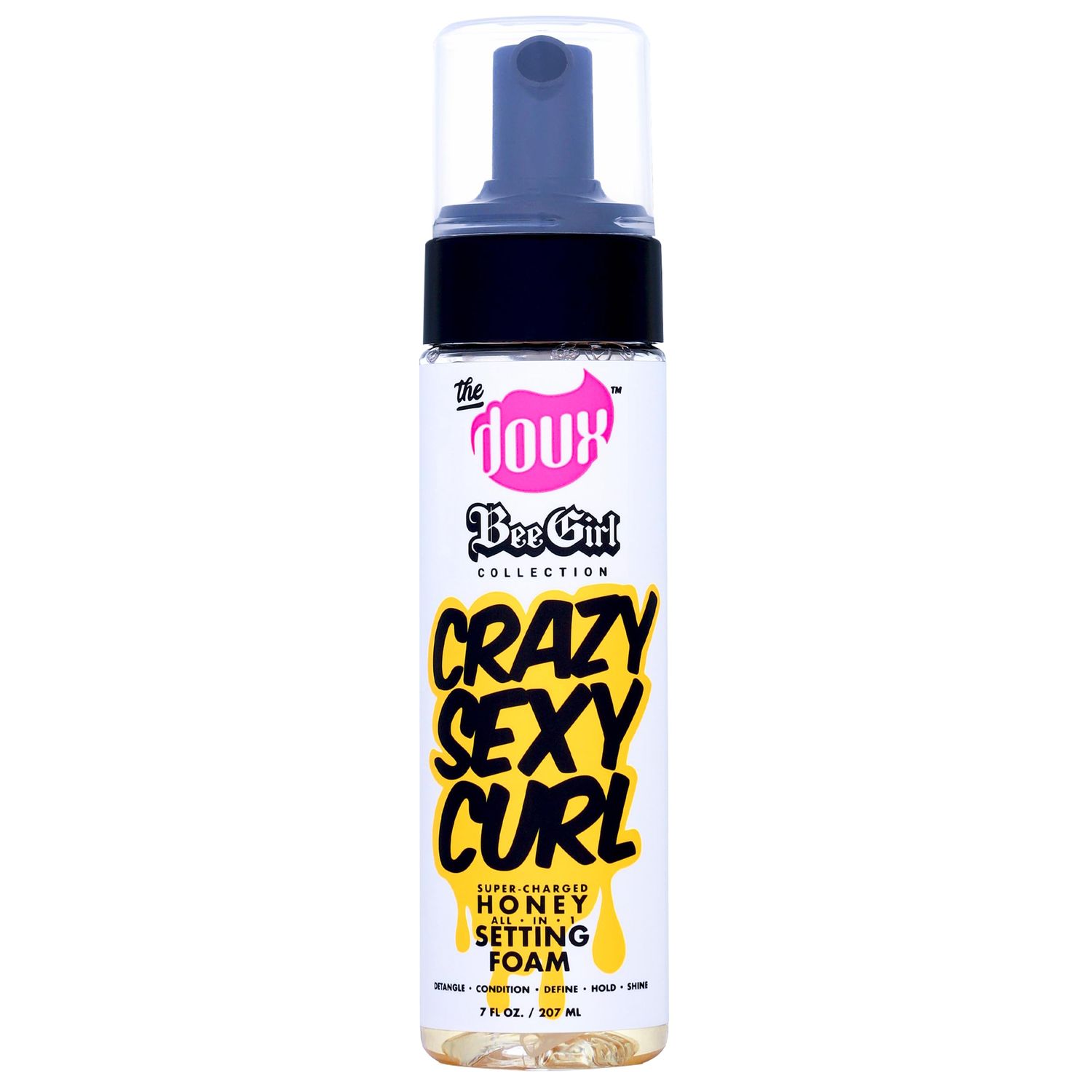 The Doux CRAZYSEXYCURL Honey Setting Foam, Mousse Hair Foam, With Natural Honey to Style, Condition, and Define, Suitable for All Hair Types - 7oz