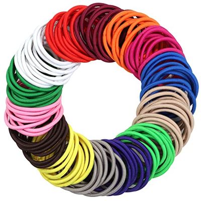Anezus 200 Pcs Hair Ties for Women Girls Hair Elastics Hair Bands Ponytail Holders Hair Rubber Bands for Thick Straight Curly Hair, Multi-colored