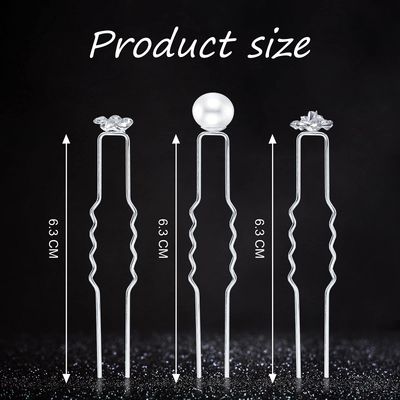 60 Pieces Bridal Wedding Hair Pins Pearl U Shape Rhinestone Bridal Rhinestones Accessories for Women