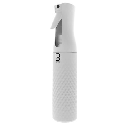 L3 Beveled Spray Bottle - Continuous Spray with a Fine Mist Pattern - Barber and Hair Stylist Supplies - Less Hand Fatigue Compared to Standard Bottles - Level Three Barber Spray - 300 ml (White)