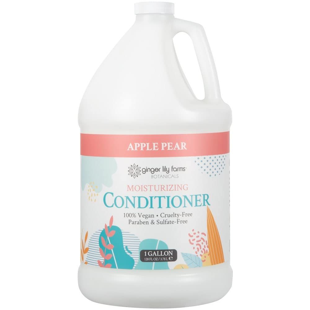 Ginger Lily Farms Botanicals Moisturizing Conditioner for Dry Hair, 100% Vegan &amp; Cruelty-Free, Apple Pear Scent, 1 Gallon Refill (128 fl oz)