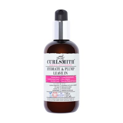 CURLSMITH - Hydrate &amp; Plump Leave In Hair Conditioner, Volumizing and Nourishing for Wavy, Curly or Coily Hair, Vegan (237ml/8fl oz)