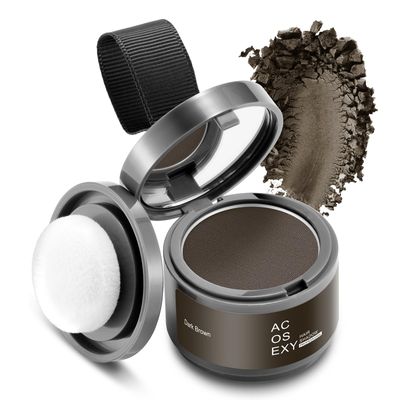 Acosexy Root Cover Up Hair and Beard Line Powder - Dark Brown for Women's Eyebrows, Men's Gray Hair Coverage, Bald Spots (Dark Brown)