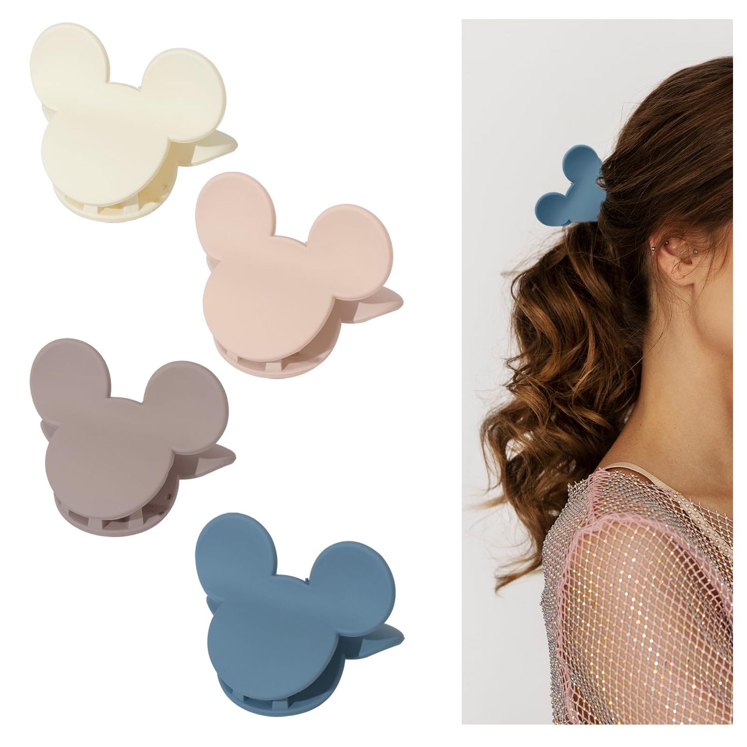 4 Pcs Hair Claw Clips Small Mouse Ear Hair Clips Matte 2.5&#39;&#39; Non-Slip Jaw Clips for Thin and Medium Hair Hair Accessories for Women Girls
