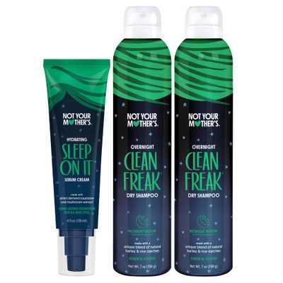 Not Your Mother&#39;s Overnight Clean Freak 2 Dry Shampoos and 1 Hydrating Sleep On It Serum Cream (3-Pack) - Hair Essentials for All Hair Types