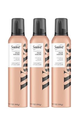 Suave Mousse, Simply Styled Hair, Wave Mousse - Hair Mousse for Curly, Wavy Styles, Anti-Frizz, Locks in Moisture, Lightweight Easy to Restyle 7 oz. (Pack of 3)