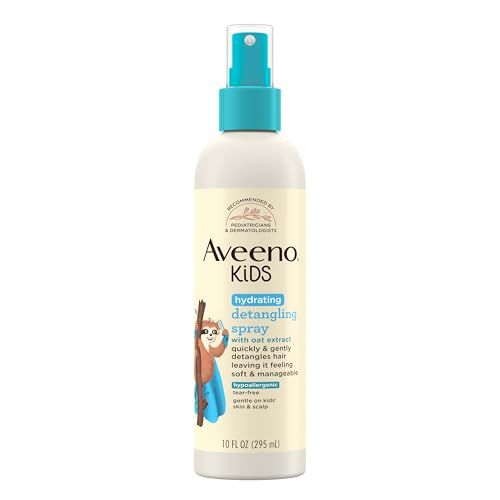 Aveeno Kids Hydrating Detangling Spray with Oat Extract, Quickly &amp; Gently Detangles Kids&#39; Hair, Tear-Free &amp; Suitable for Skin &amp; Scalp, Light Fragrance, Hypoallergenic, 10 fl. oz
