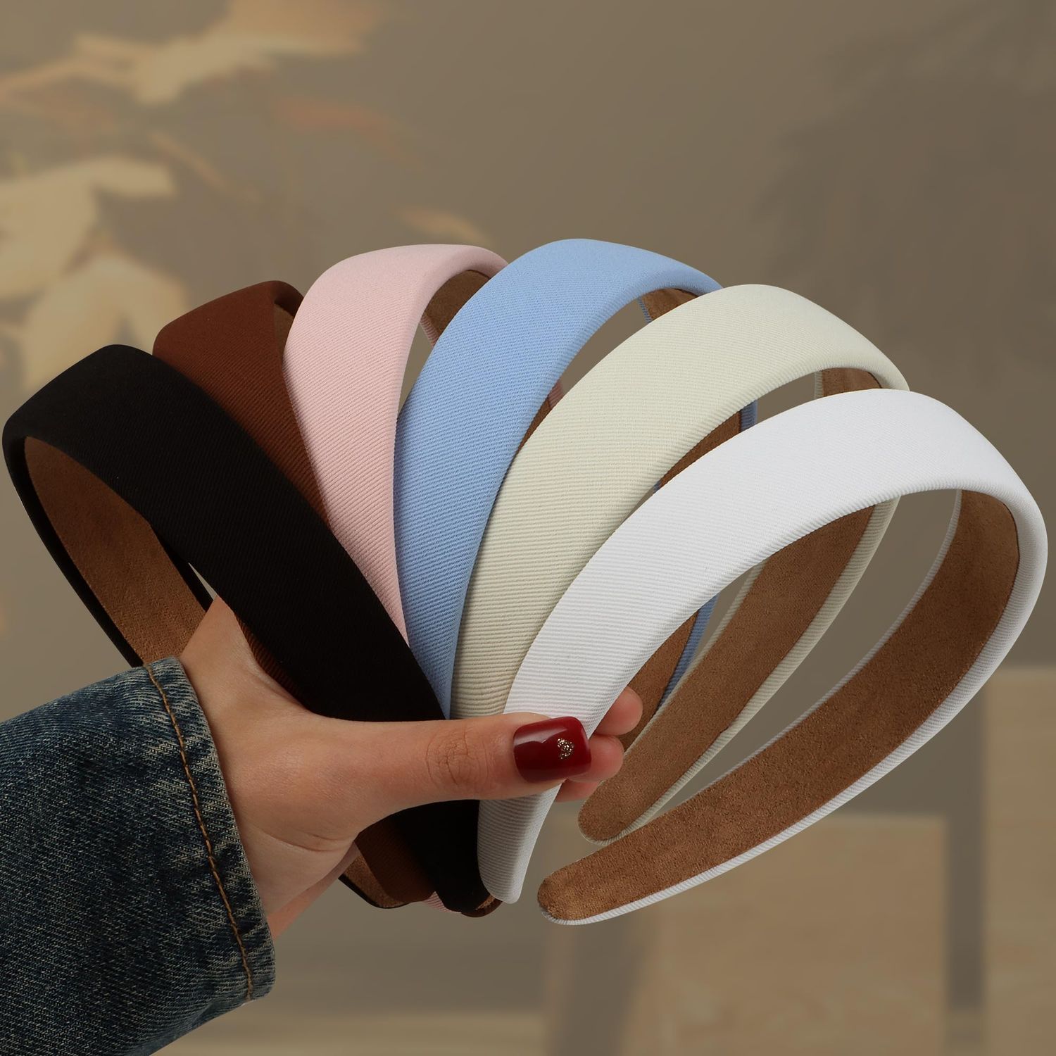 DiyJibb 6pcs Headbands for Women - 1 Inches Wide Headbands - Solid Color Headband Fashion Hair Accessories- Trendy Women Girls Non Slip Fashion Hair Bands- Thick Elastic Hair Bands for Women&#39;s Hair