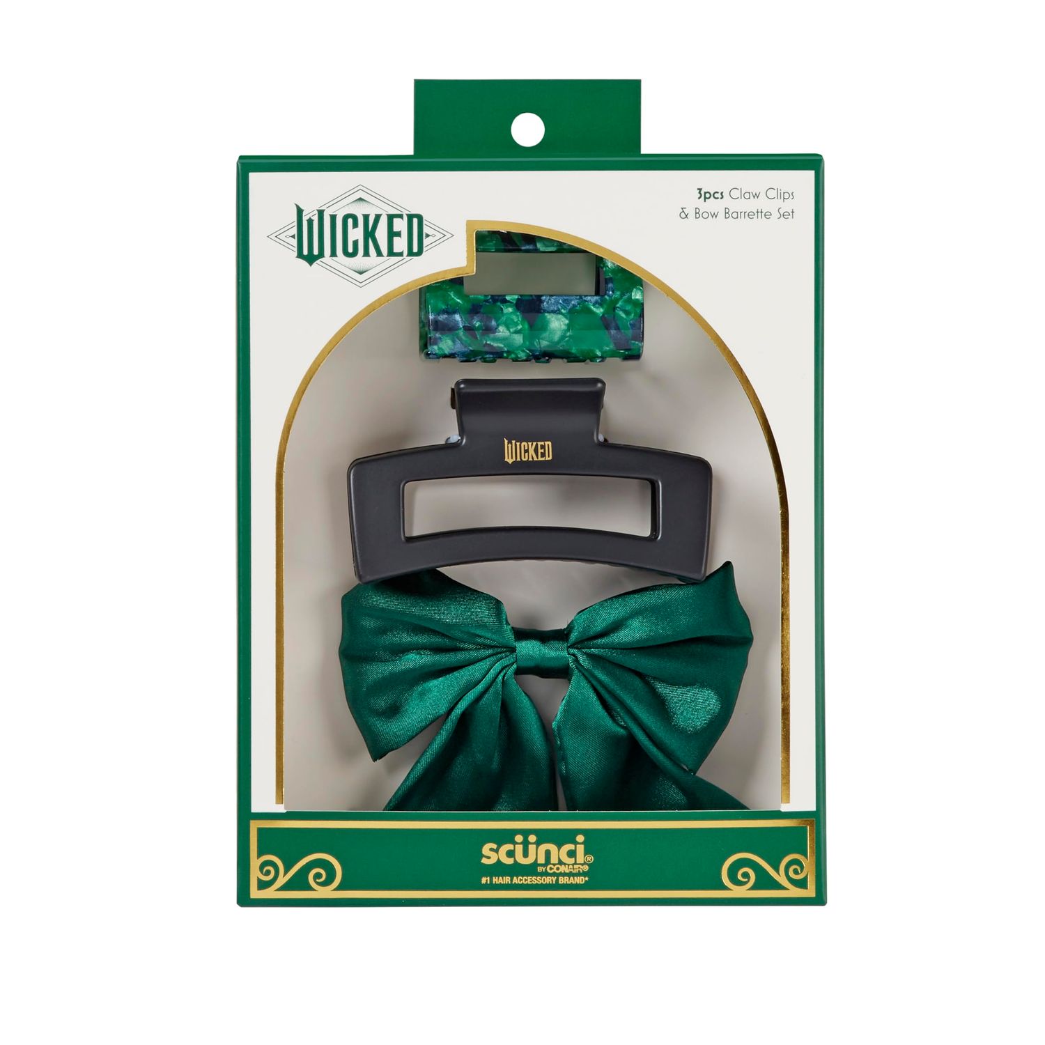 Wicked 3PK Claw Clip &amp; Bow Barrette set - hair clips - gift box - hair clips for women - gifts for her - hair accessories -Scunci by Conair