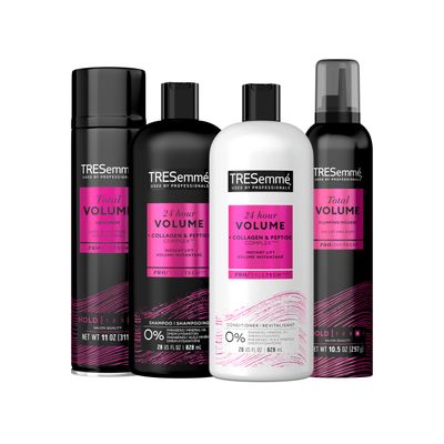 TRESemm Shampoo, Conditioner, Hairspray, &amp; Styler Volume Hair Kit Formulated with Pro Style Technology 4 Pack