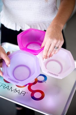 Framar Multi-Colored Connect and Color Bowl Set - Mixing Bowls for Hair Color, Hair Bleach, Hair Dye, Coloring Set - 7 Pack