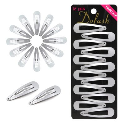2IN/5CM Small Snap Hair Clips Metal Hair Barrettes Hair Grips Hair Accessories for Women - 12 Count/Silver Gray