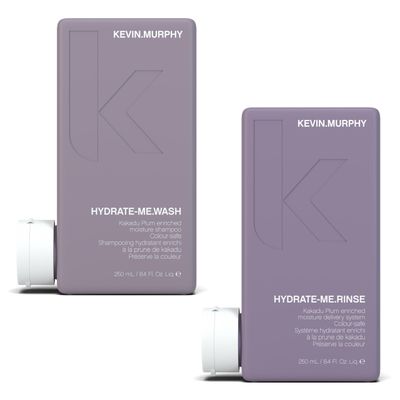 KEVIN.MURPHY HYDRATE-ME.WASH &amp; RINSE - Hydrating Shampoo for Natural &amp; Coloured Hair - Moisturising Conditioner - For Dull, Parched &amp; Dry Hair - 250 mL / 8.4 fl oz - 2 Pack