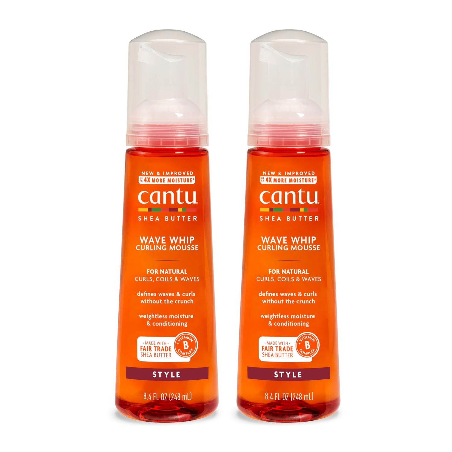 Cantu Wave Whip Curling Mousse for Natural Hair with Pure Shea Butter, 8.4 oz (Pack of 2)