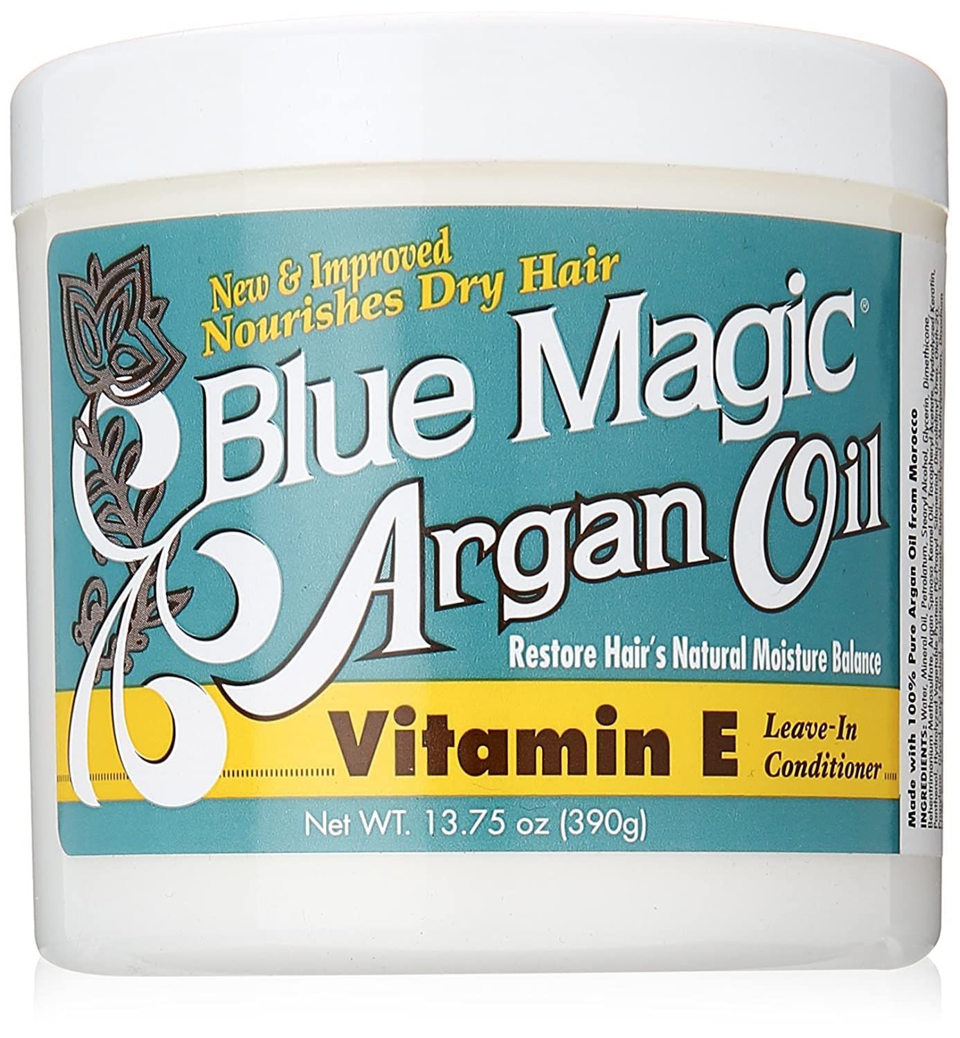 BLUE MAGIC Argan Oil &amp; Vitamin-e Leave-in Conditioner 13.75 Oz, Blue (BLMARG)