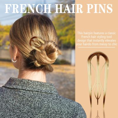 6PCS French Hair Pins for Women, French Pins Hair, Large Hair Styling Pins for Thin Thick Hair, Unique 3 Internal Teeth Hair Sticks