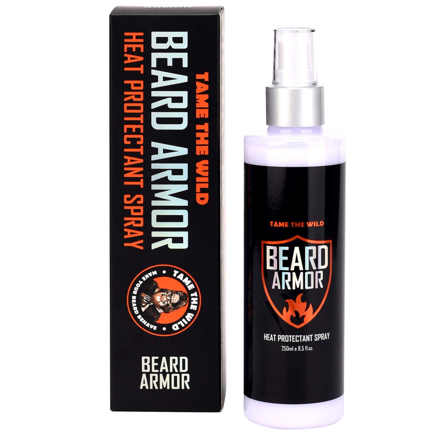 Tame the Wild Beard Straightener with Heat Protectant - Argan Oil, Keratin &amp; Aloe Fortified Spray for Men&#39;s Hair &amp; Beard - Large 8.5 Fl Oz Bottle